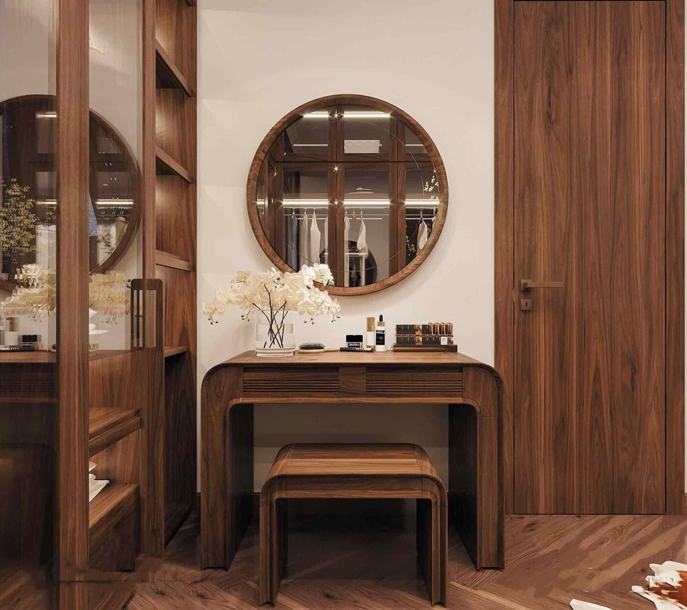 30+ Mẫu bàn trang điểm gỗ óc chó hiện đại cập nhật mới nhất 2024 23 Đẹp mắt mẫu bàn trang điểm chất liệu gỗ óc chó