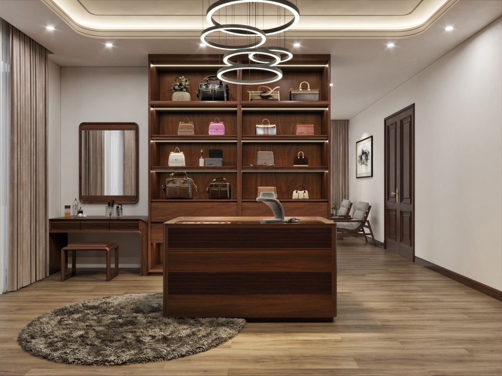 30+ Mẫu bàn trang điểm gỗ óc chó hiện đại cập nhật mới nhất 2024 6 Mẫu bàn trang điểm vuông vức, tối giản