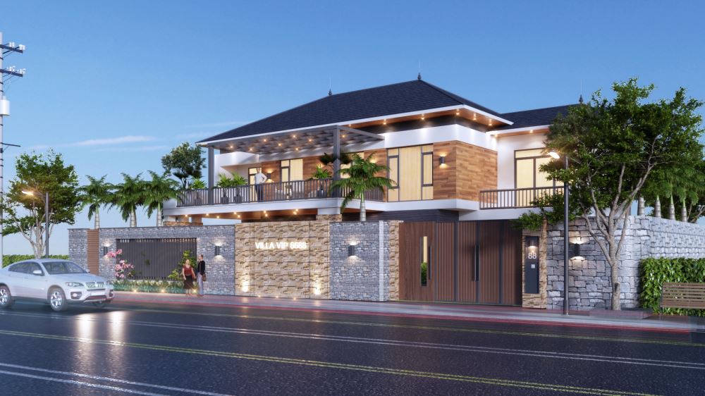 Mẫu biệt thự 2 tầng hiện đại mái Nhật sang trọng rất được yêu thích