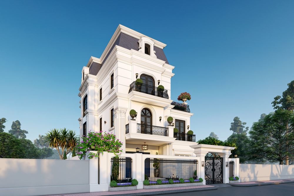 30+ Mẫu biệt thự tân cổ điển đẹp, sang trọng xu hướng 2025 23 Mẫu biệt thự 3 tầng phong cách tân cổ điển sang trọng, tiện ích