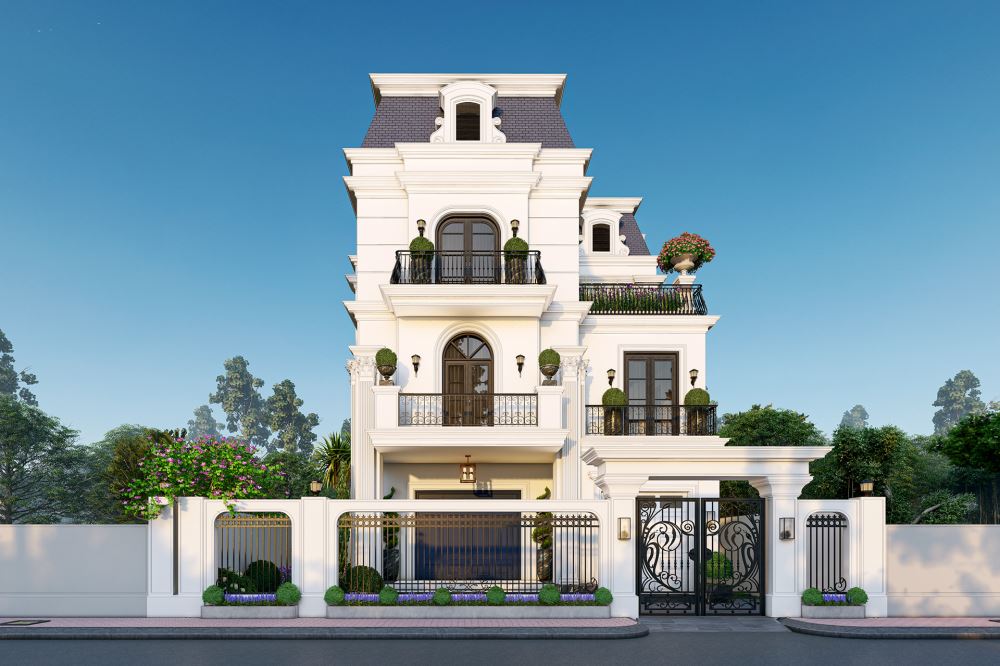 30+ Mẫu biệt thự tân cổ điển đẹp, sang trọng xu hướng 2025 24 Căn biệt thự phố với chiều dài mặt tiền là 5m