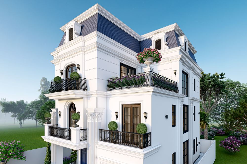 30+ Mẫu biệt thự tân cổ điển đẹp, sang trọng xu hướng 2025 26 Căn biệt thự lựa chọn gam màu trắng thường thấy
