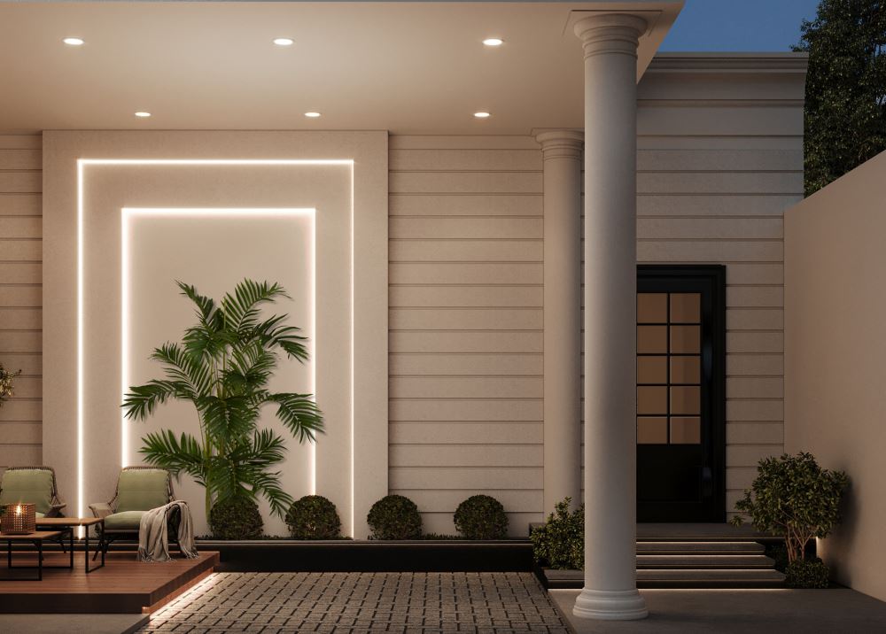 30+ Mẫu biệt thự tân cổ điển đẹp, sang trọng xu hướng 2025 7 Hệ thống ánh sáng được chú trọng trong kiến trúc tân cổ điển, tôn vinh lên nét đẹp sang trọng cho căn nhà